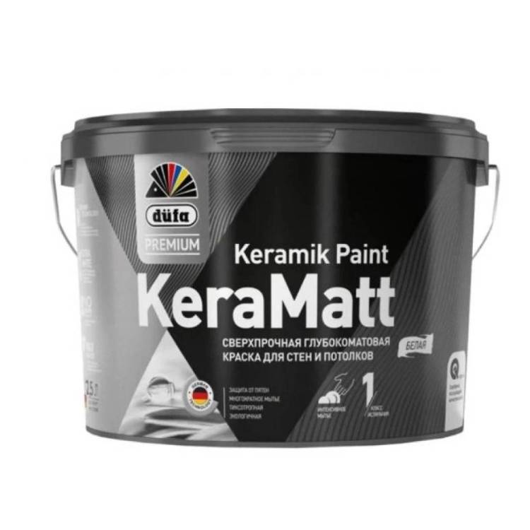 Краска для стен и потолков Dufa Premium KeraMatt Keramik Paint глубокоматовая Белый 2.5 л