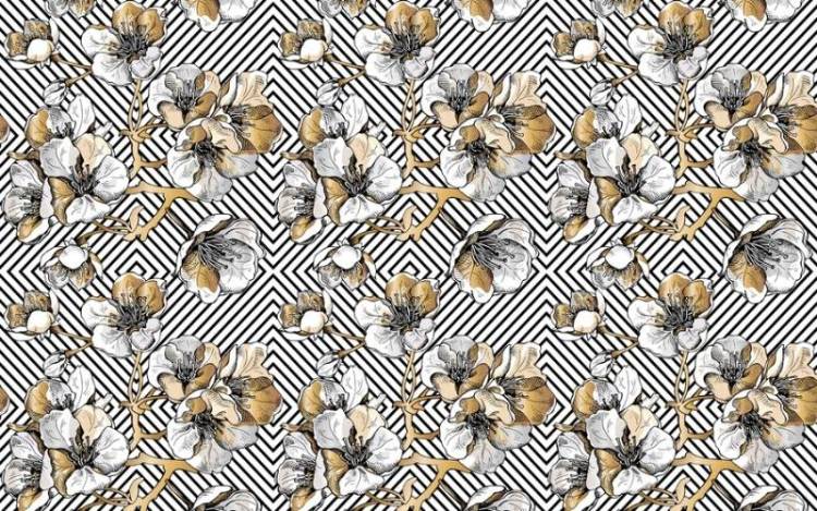 3D Фотообои Artegrafico «Цветущие ветви с золотым оттенком» AM-034 песок