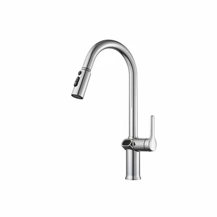 Смеситель для кухни ESKO K15 LED с выдвижным изливом, хром