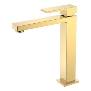 Смеситель для раковины Boheme Qubic 472-G Gold высокий