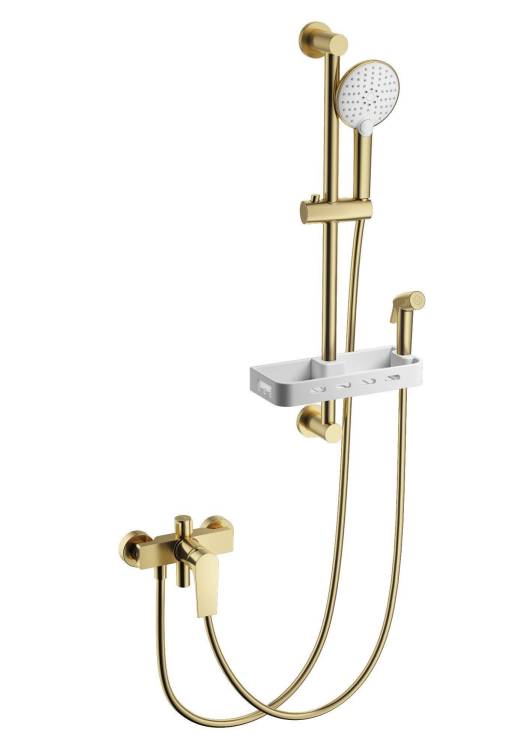 Смеситель для ванны Wonzon & Woghand WW-A31003-BG с душевым гарнитуром, брашированное золото