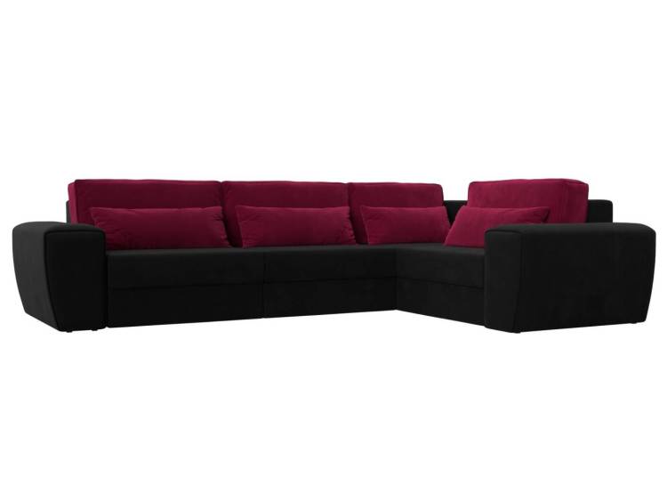 Диван угловой Лига Диванов Лига-008 Long 118777 черный, бордовый, правый