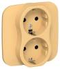 Розетка 2-местная с заземлением IEK Flite FI-R21A-16-K90 золотарник