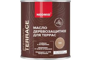 Масло деревозащитное для террас Neomid Terrace шелковисто-матовое тик 0.75 л
