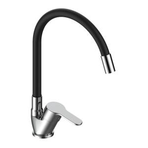Смеситель для кухни Voda Tide TD519B с гибким изливом, хром, черный