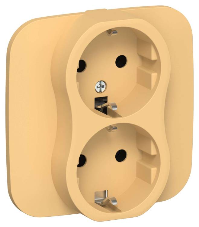 Розетка 2-местная с заземлением IEK Flite FI-R21A-16-K90 золотарник