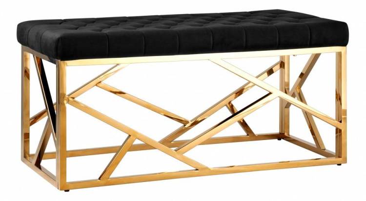 Банкетка Stool Group Арт Деко BENCH-016-TG вельвет черный, сталь золото 100x46