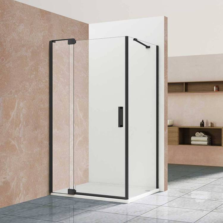 Душевой уголок Vincea Extra VSR-1E809080CLB профиль черный, стекло прозрачное, 90x80x200
