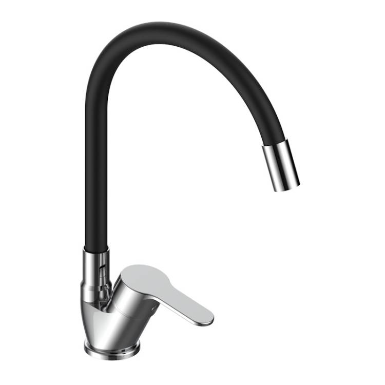 Смеситель для кухни Voda Tide TD519B с гибким изливом, хром, черный