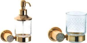Набор Boheme Дозатор Royal Cristal Gold подвесной + Стакан Royal Cristal Gold подвесной