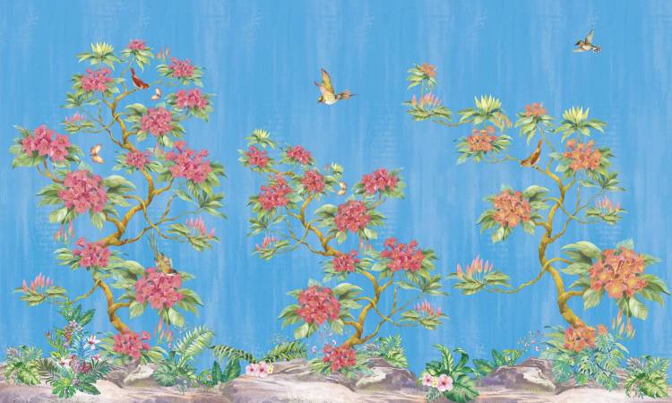Бесшовные Eco обои Ortograf Flora 31110 Lana Carolina blue Ворс ОЕ