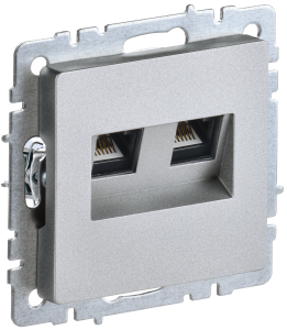 Розетка компьютерная RJ45 2-местная IEK Brite BR-K20-2-K47 алюминий