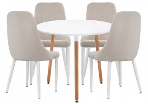 Обеденная группа Woodville Уин 80 579106 white, beige, стулья ткань