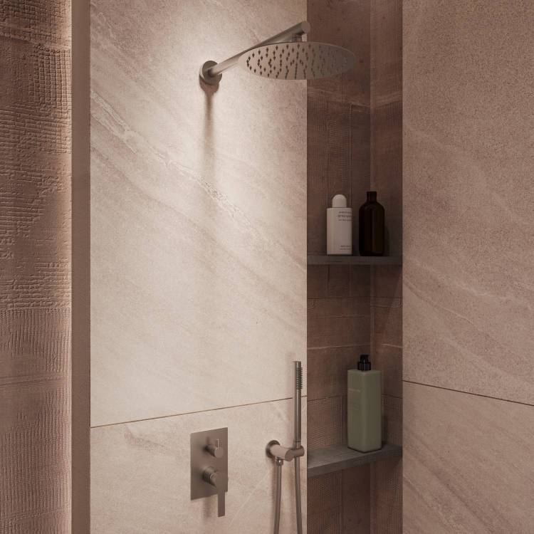 Душевой комплект Vincea Linea (Линеа) VSFW-4LN0GM встраиваемый, 2 режима, вороненая сталь