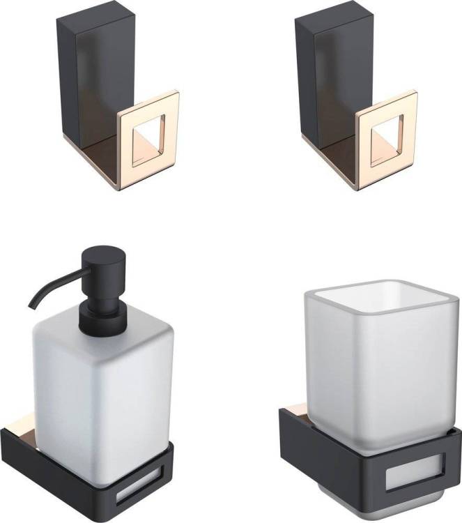Набор Boheme Дозатор Q 10957-G-B + Стакан Q 10944-G-B + Крючок Q 10946-G-B Gold & black + Крючок Q 10946-G-B Gold & black