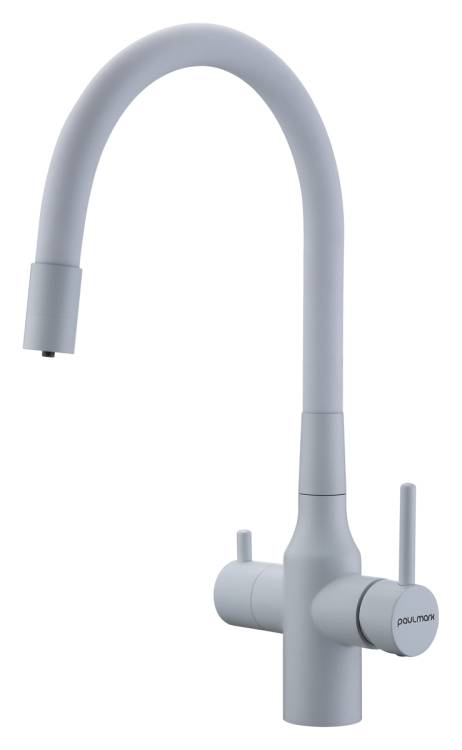Смеситель для кухни Paulmark Salix Sa213419-WH с гибким изливом, белый матовый