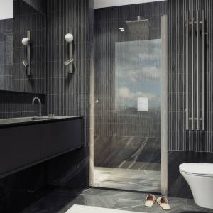 Душевая дверь в нишу MaybahGlass MGD-1674-5 профиль хром матовый, стекло бронза, 198x70