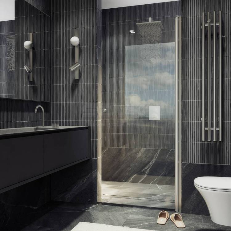 Душевая дверь в нишу MaybahGlass MGD-1674-5 профиль хром матовый, стекло бронза, 198x70