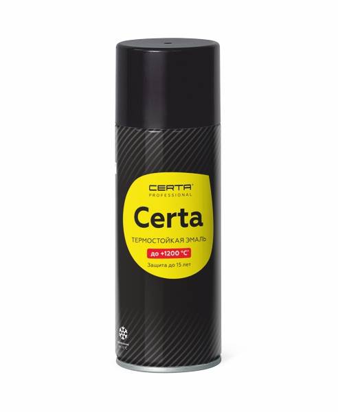 Эмаль термостойкая антикоррозионная до 800°С Certa матовая черная RAL 9004 520 мл