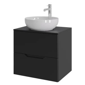 Тумба с раковиной Orange Line Li-60TubMDF+B07-420W черная матовая, 60 см