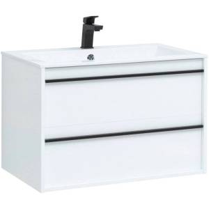 Тумба с раковиной Aquanet Lino 80 белый матовый