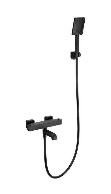 Смеситель для ванны Wonzon & Woghand WW-B2026-A1-MB с душем и термостатом, черный матовый