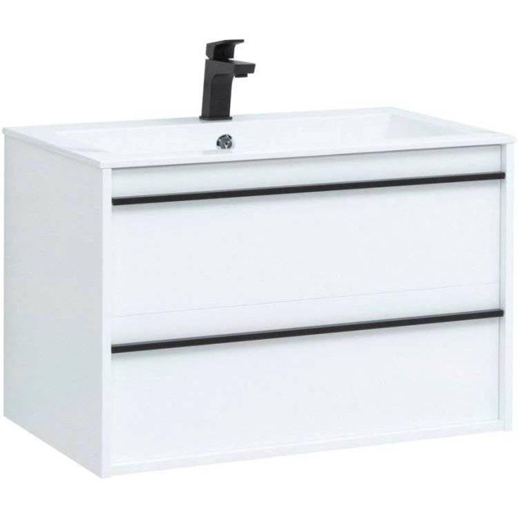 Тумба с раковиной Aquanet Lino 80 белый матовый