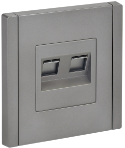 Розетка компьютерная RJ45 2-местная IEK Forte&Piano FP-K20-2-K46 сталь