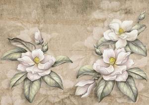 3D Фотообои Artegrafico «Цветы на крафтовой бумаге» PRV-024 песок