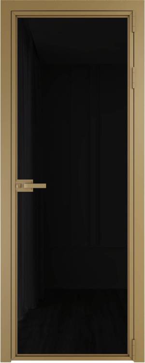 Межкомнатная дверь Profil Doors 1 AX цвет профиля Золото, стекло безопасное 6 мм черный триплекс 800x2000
