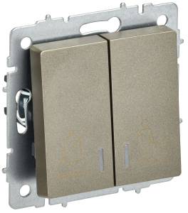 Выключатель 2-клавишный IEK Brite BR-V20-2-10-K37 шампань