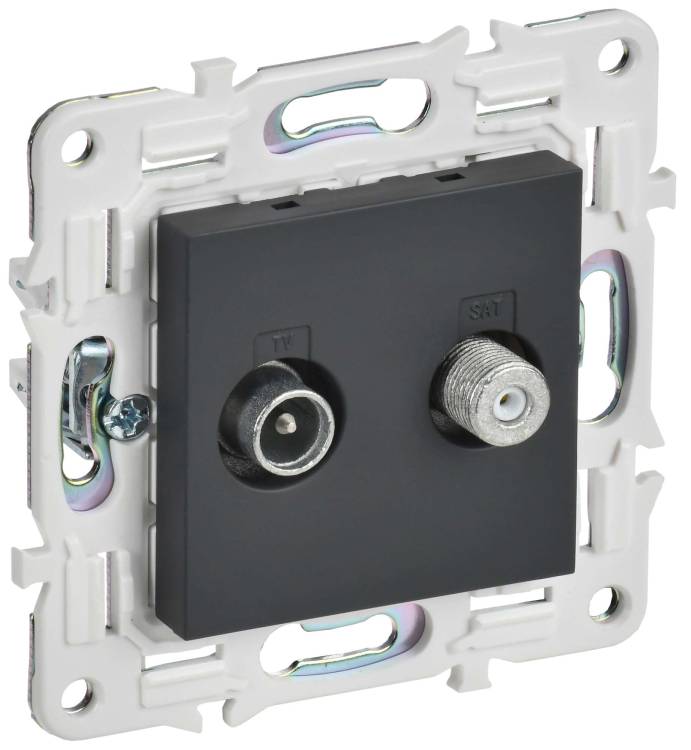 ТВ-розетка TV+SAT IEK Skandy SK-AF20-O-K53 графит