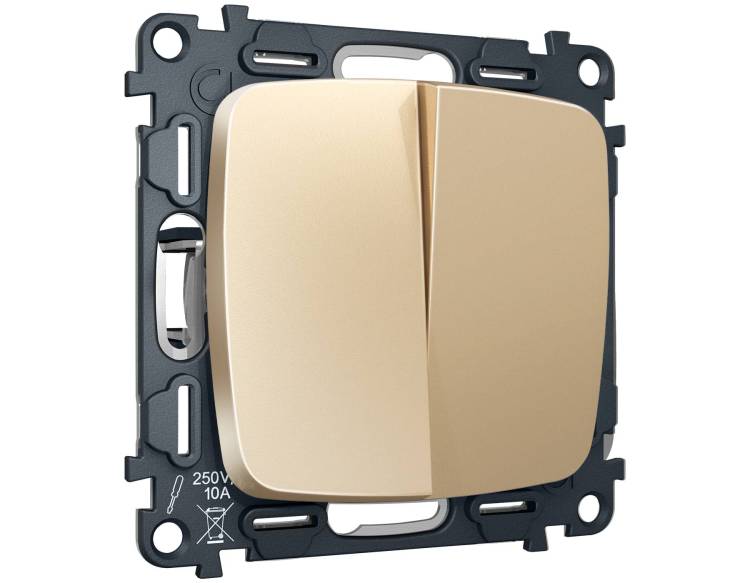 Комплект механизма 2-клавишного перекрестного выключателя Ambrella Volt MO MO603030 шампань