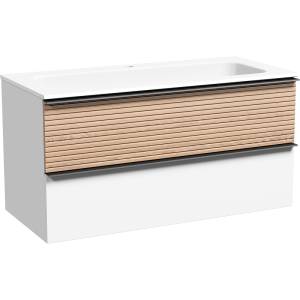 Тумба с раковиной Sancos Delta DL100W 100 см, Дуб светлый, белый