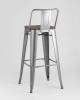 Набор из 6 барных стульев Stool Group Tolix YD-H765E-W YG-15 X6 серебристый матовый, темное дерево, со спинкой фото 2
