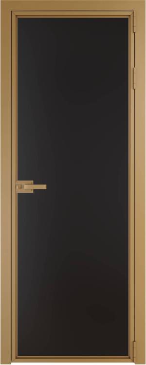 Межкомнатная дверь Profil Doors 1 AX цвет профиля Золото, стекло безопасное 6 мм монохром черный 800x2000