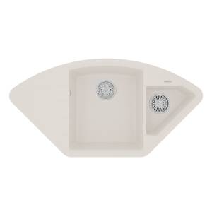 Кухонная мойка Lemark IRKANA 980 9910046 врезная угловая с доп. чашей и крылом из кварцгранита жасмин