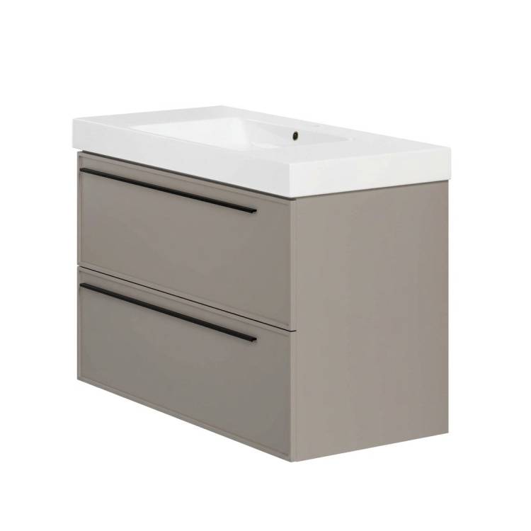 Тумба с раковиной La Fenice Elba Twin Cappuccino NFNC-01-ELB-C-100-2-3-100 бежевая матовая, 100 см