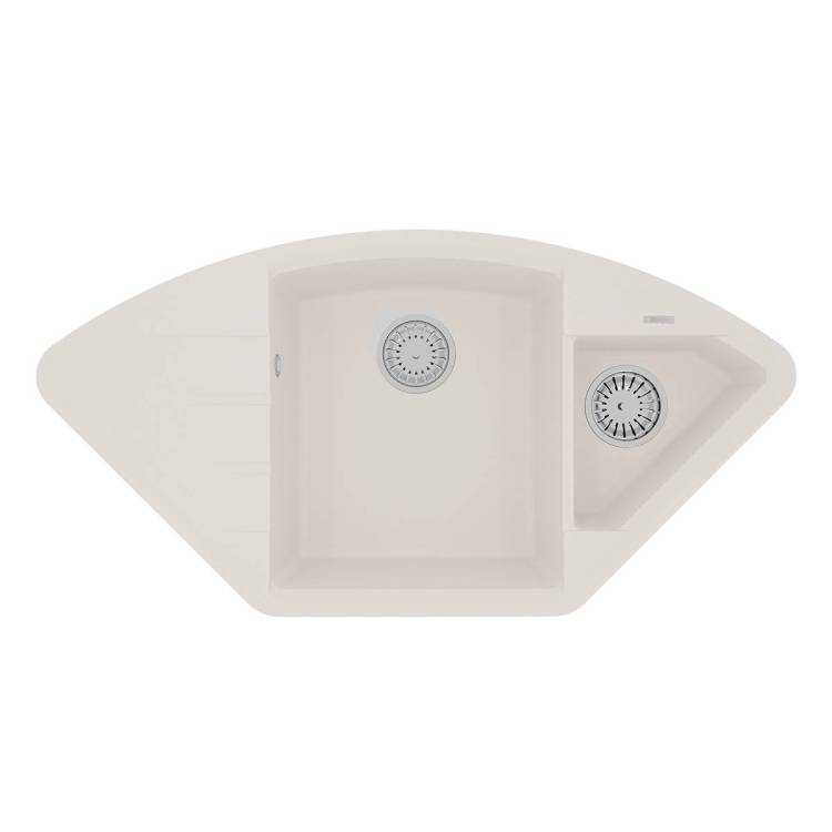 Кухонная мойка Lemark IRKANA 980 9910046 врезная угловая с доп. чашей и крылом из кварцгранита жасмин