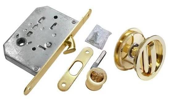 Комплект для раздвижных дверей Morelli MHS-1 WC SG матовое золото, с замком