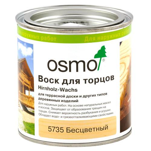 Воск для торцов Osmo Hirnholz-Wachs 5735 бесцветный шелковисто-матовый 0.375 л