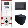 Комплект Tece TC414102510 Инсталляция для унитаза Tece + Унитаз подвесной beWash Schutz безободковый, с сиденьем микролифт, черный матовый