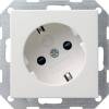 Розетка Gira System 55 Schuko с/з со шторками 16A 250V безвинтовой зажим чисто-белый глянцевый 041803