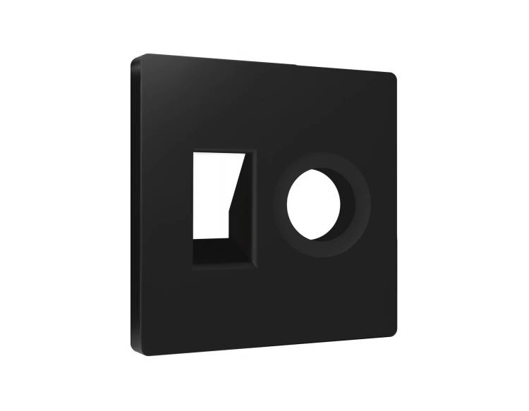 Лицевая панель для компьютерной/телефонной розетки+TV розетки Ambrella Volt Alfa AP8125 черный матовый