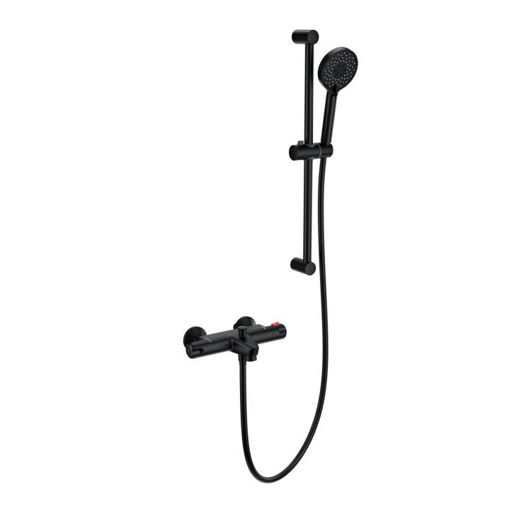 Смеситель для ванны Wonzon & Woghand WW-C2001-A-MB термостатический, с душевым гарнитуром, черный матовый