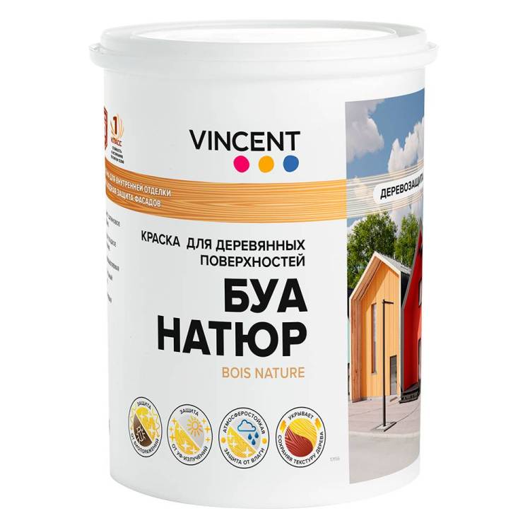 Краска кроющая для защиты древесины Vincent Bois Nature сатиновая база А 0.9 л