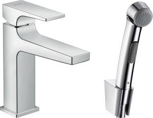 Смеситель для раковины Hansgrohe Metropol 32522000 с гигиеническим душем, с донным клапаном Push-Open