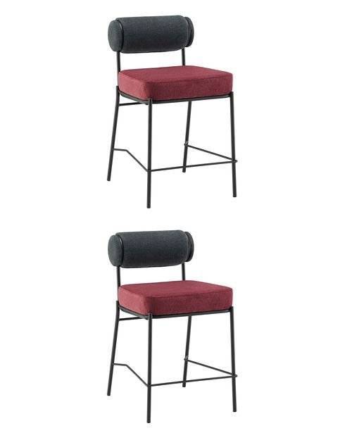 Набор из 2 полубарных стульев Stool Group Ponpoun Totoro Barstool OTE-SH 460+241 X2 темно-серый бордо