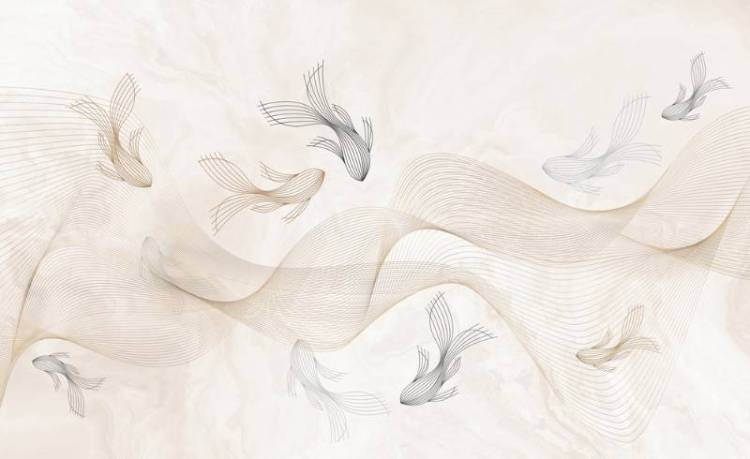 3D Фотообои Artegrafico «Золотые волны на мраморном фоне» PL-108 канвас