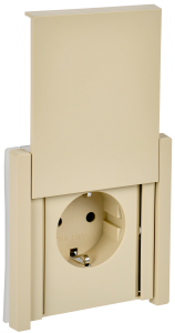 Розетка 1-местная с заземлением, шторками и крышкой IEK Forte&Piano FP-R16-16-1-44-K10 ваниль